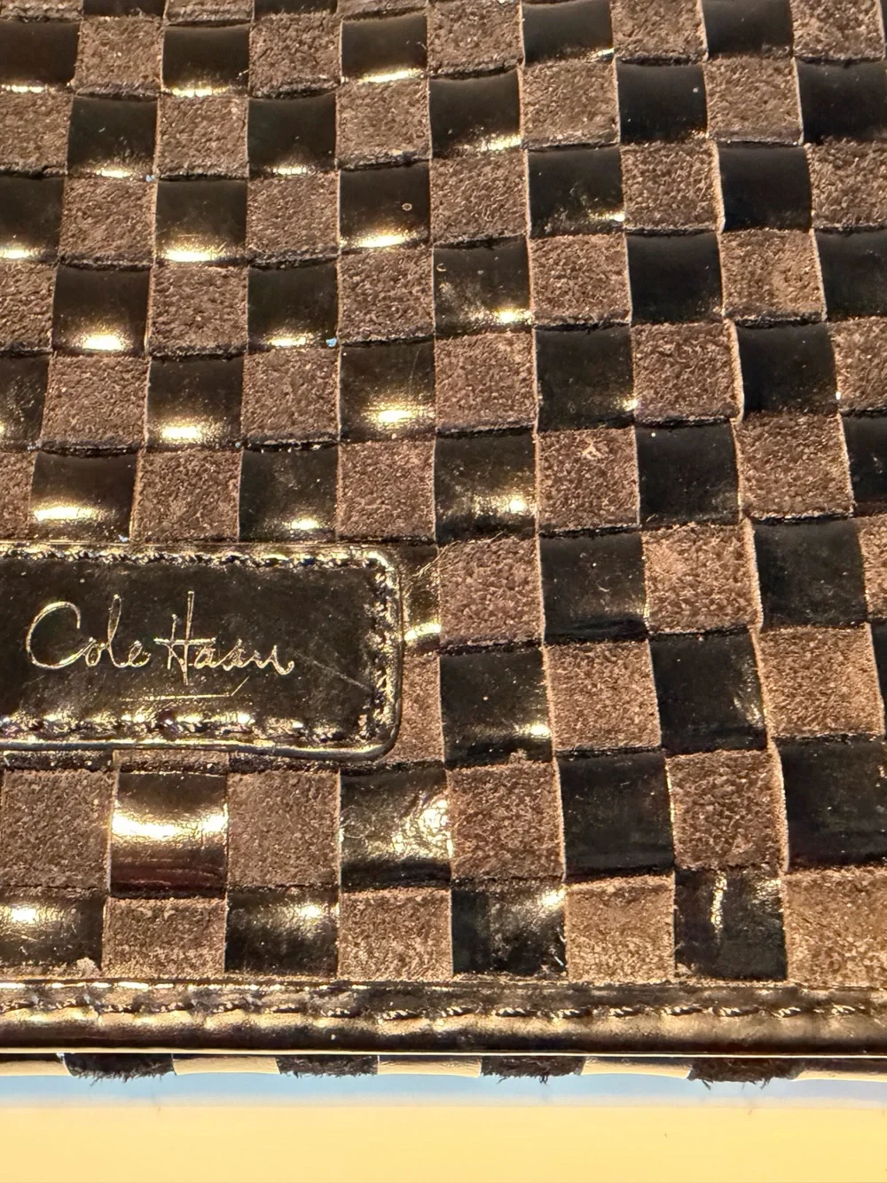 Cole Haan Black and Brown Woven Clutch